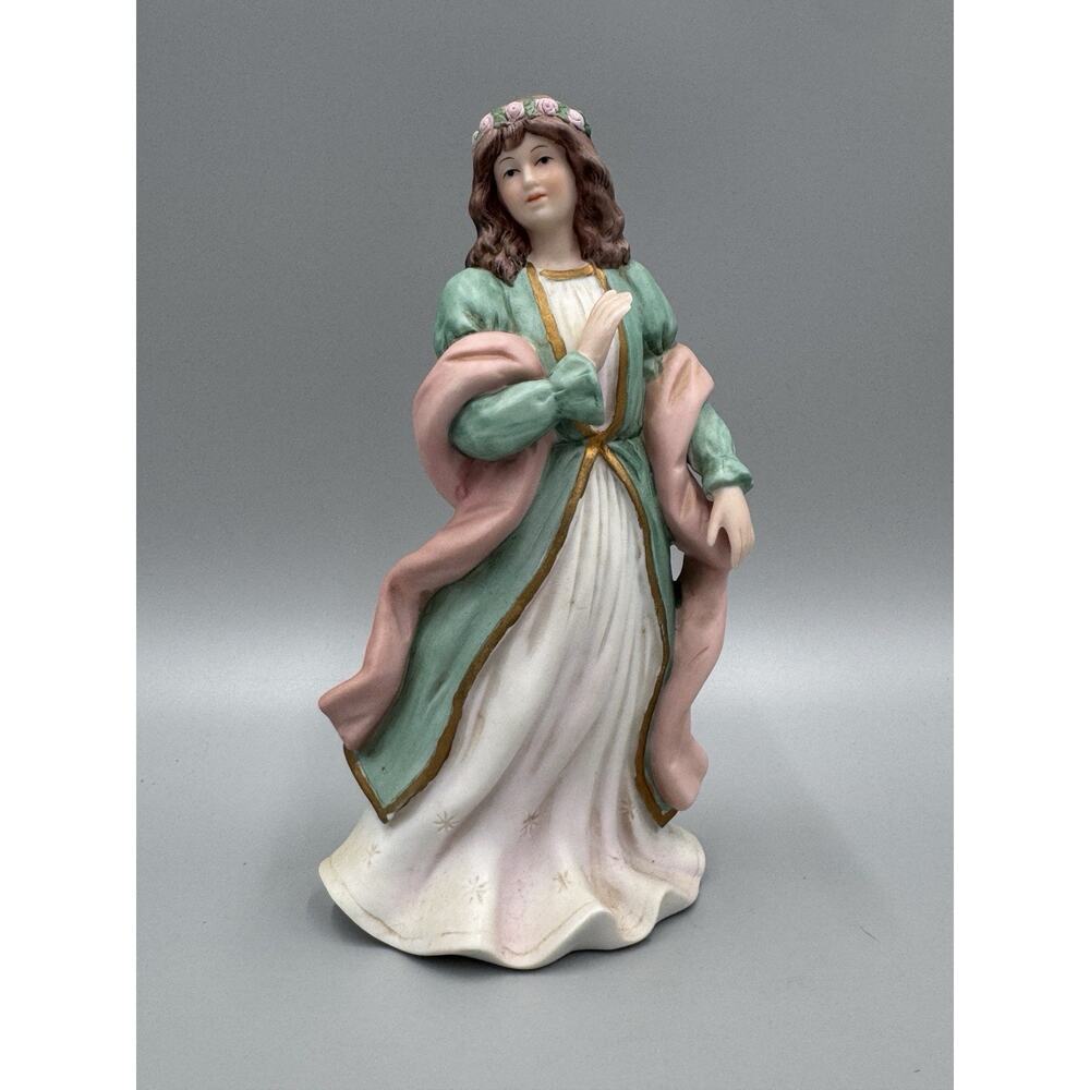 Vintage Homco My Lady Porcelain Figurine 1486 Angel W/ Flower Crown 7.5”
